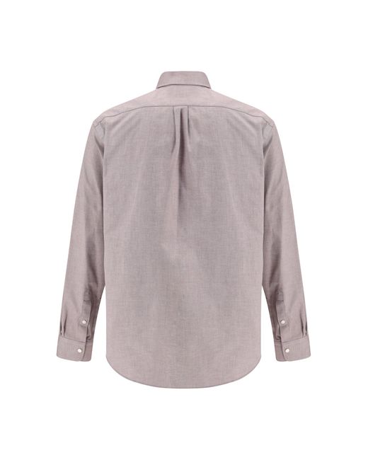 Fendi Gray Oxford Cotton Shirt for men