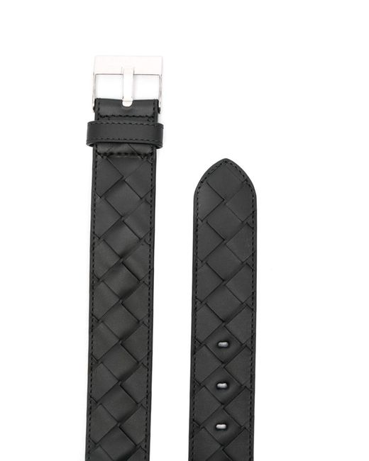 Bottega Veneta Black "Intrecciato" Leather Belt for men