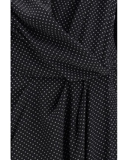 Sa Su Phi Black Dress Criss Cross Silk Polka-Dot