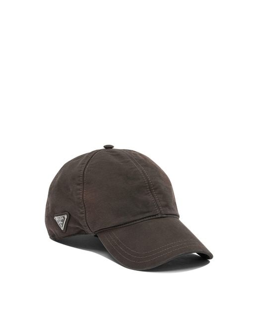 Prada Gray Cotton Trucker Hat for men