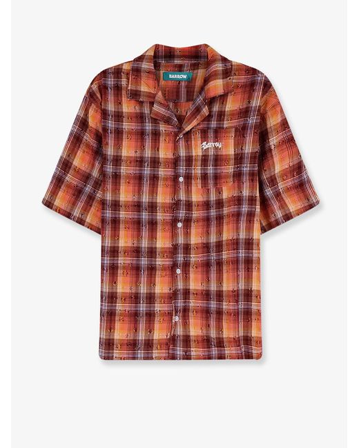 Men's Red Shirt Bowling-Collar Cotton