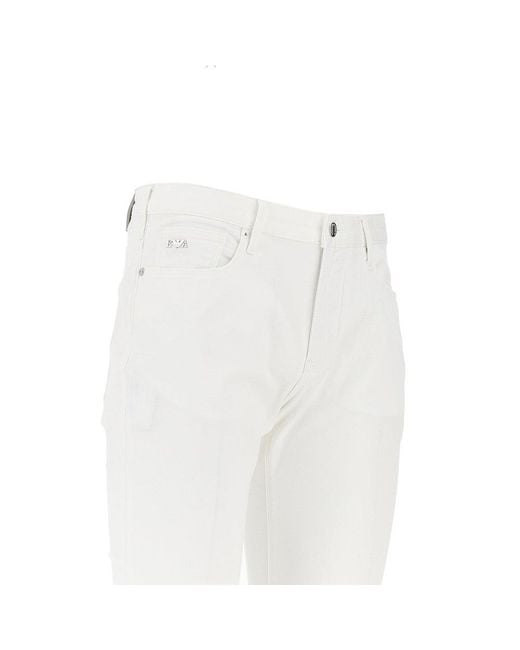 Emporio Armani White Stretch Canvas J06 Pants for men
