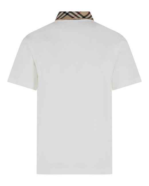 Burberry White 'Evan' Cotton Polo Shirt for men