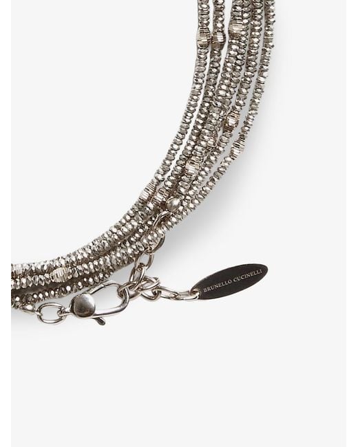 Brunello Cucinelli Metallic Wrap Hematite And 925 Sterling Bracelet
