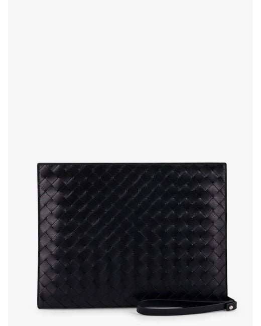 Bottega Veneta Black Avenue Leather Document Case With Intrecciato Motif for men
