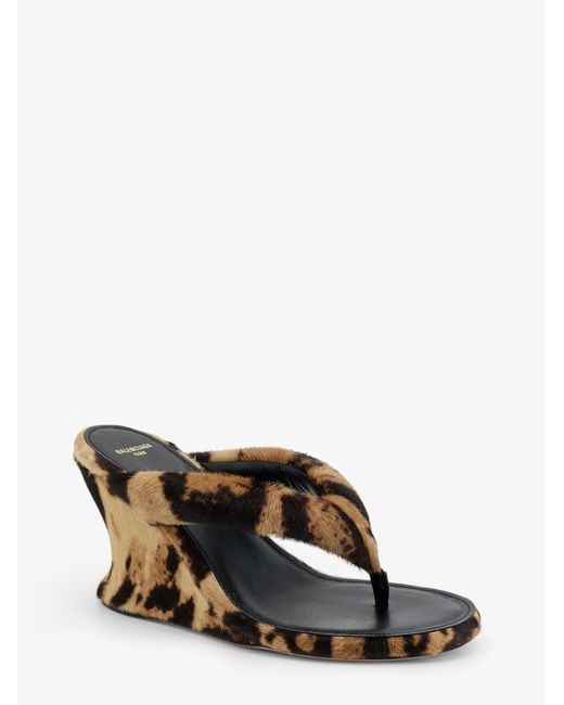 Balenciaga Multicolor Gaeta Flip-Flops With Ponyskin Wedge