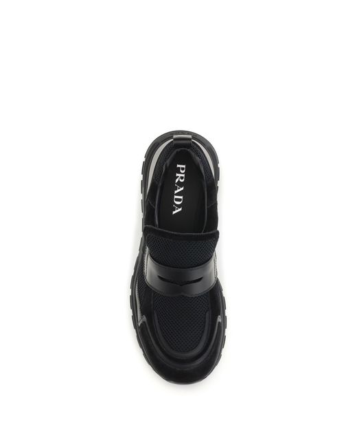 Prada Black Sport Mesh Loafers for men