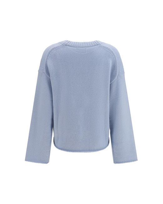 Loulou de Saison Blue Derry U Neck Cashmere Sweater Light