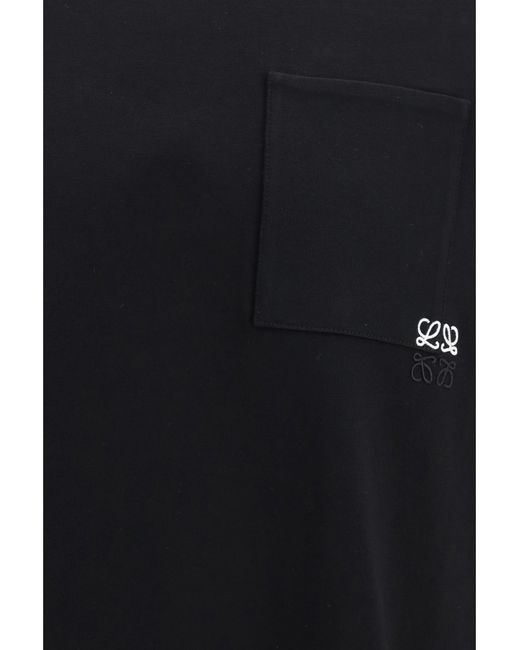 Loewe Black Cotton T-Shirt With Embroidered Logo for men