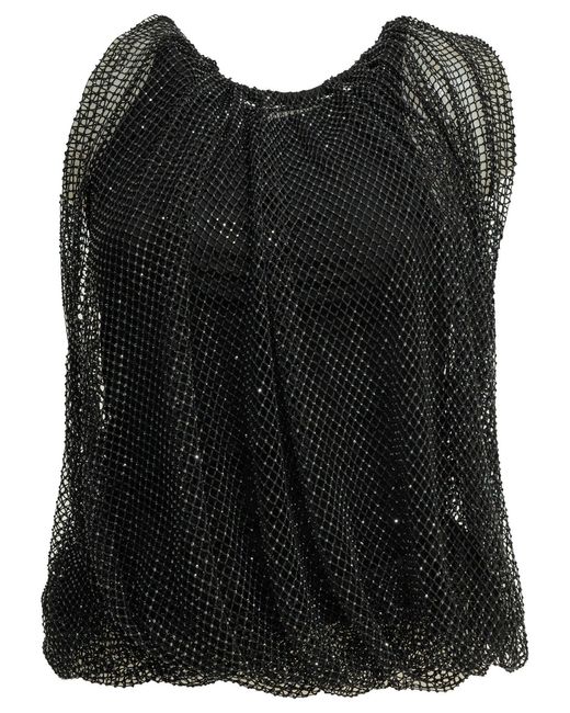 Max Mara Black Sequined Sleeveless Top