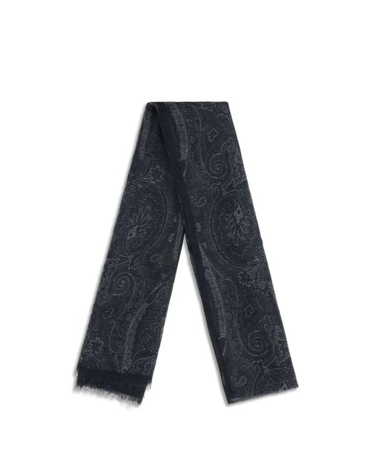 Etro Blue Paisley Scarf for men