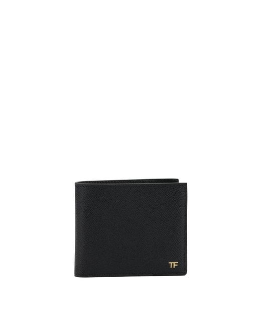 Tom Ford Black Small Grain Leather Bifold Wallet for men