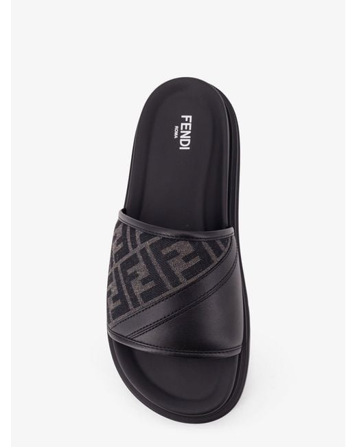 Fendi Black Diagonal' Sandals for men