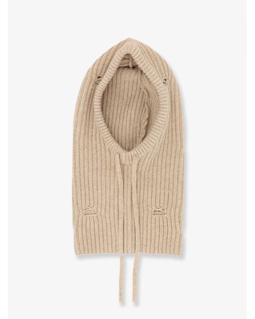 MM6 by Maison Margiela Natural Wool Blend Balaclava With Distressed Effect