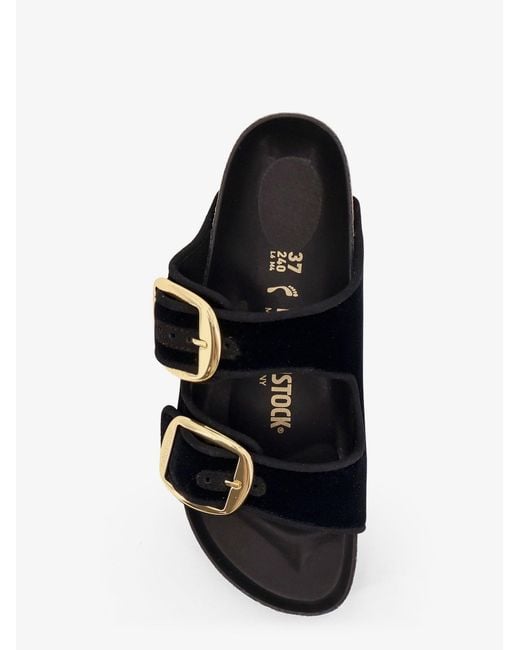 Birkenstock Black Arizona Big Buckle Velvet Sandals
