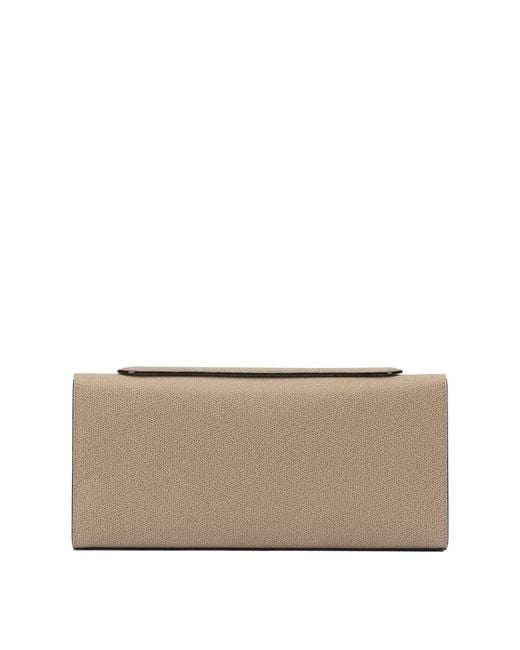 Valextra Natural "Isis" Clutch With Shoulder Strap