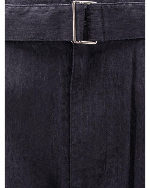 TONYWACK Blue Linen Blend Trousers for men