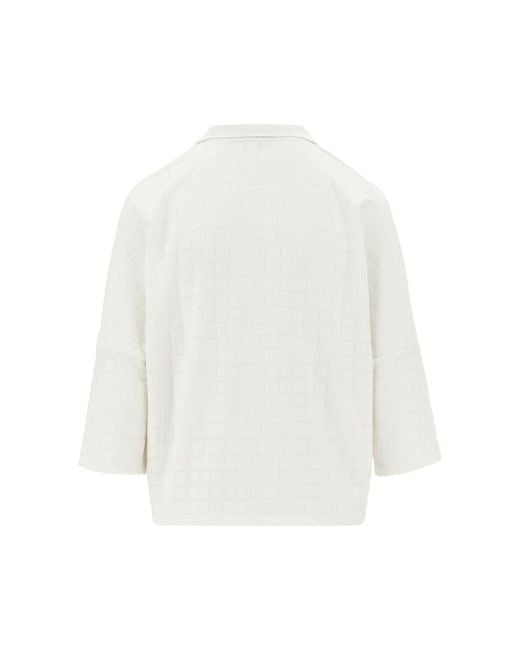 Emporio Armani White Jacquard Knit Polo Shirt