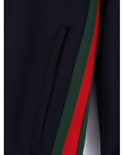 Gucci Blue Jersey Sweatshirt With Lateral Web Band for men