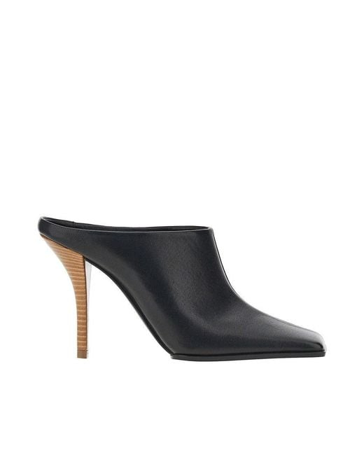 Alaïa Blue Squared-Toe Leather Mules