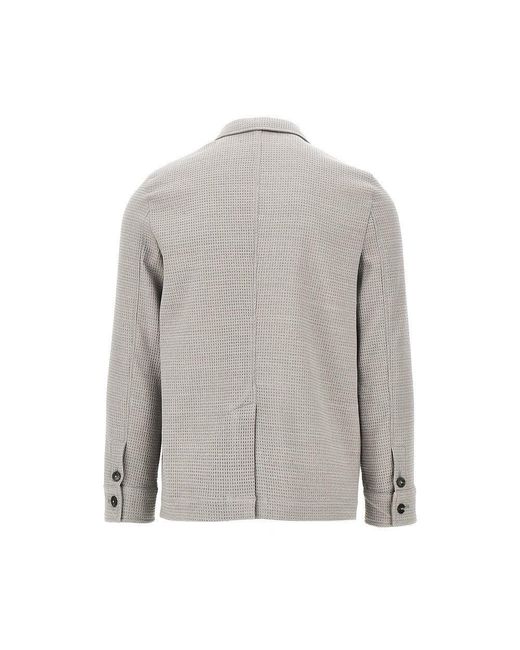 Emporio Armani Gray Waffle Jersey Jacket With Zip Closure for men