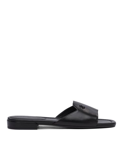 Jimmy Choo Black Dina Flat Leather Sandals