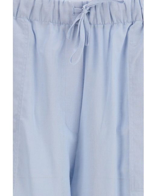 Totême Blue Cotton And Linen Blend Palazzo Pants