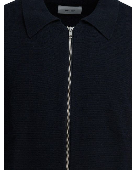 NN07 Blue "Harald" Wool Zipper Sweater for men