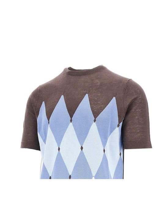 Ballantyne Blue Linen-Blend Short-Sleeved Sweater for men