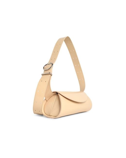 Jil Sander White Small 'Cannolo' Leather Bag
