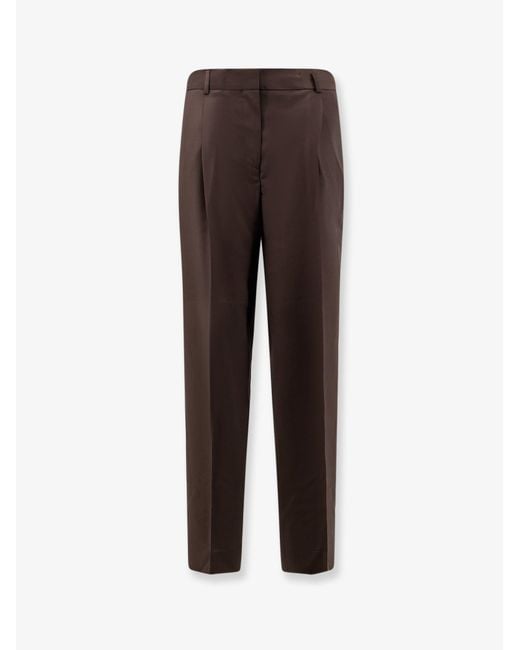 Totême Brown Wool Trousers With Pinces