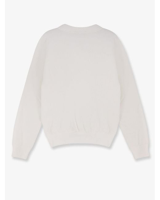 Polo Ralph Lauren White Cotton Blend Sweater With Embroidered Logo On The Front