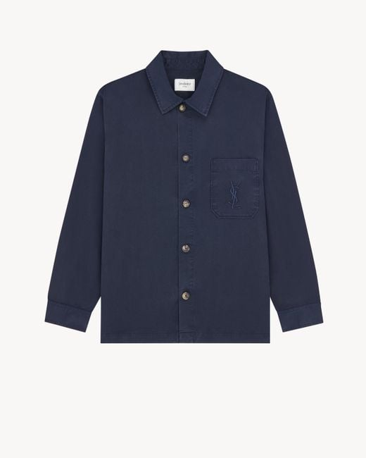 Saint Laurent Blue Cassandre Overshirt Jacket for men