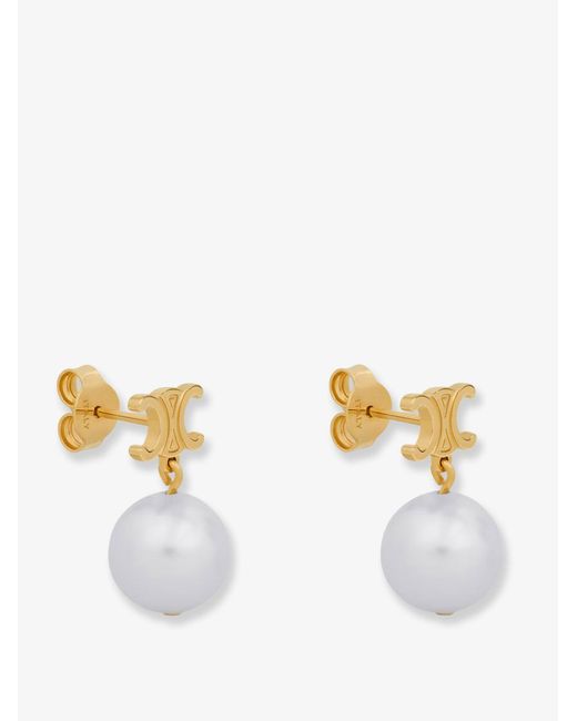 Céline White Les Perles Metal Earrings