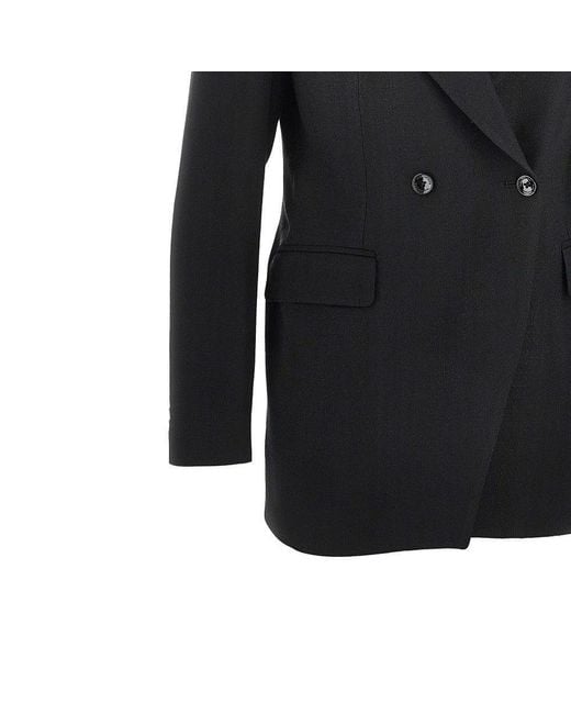 Tagliatore Black 'Astra' Double-Breasted Canvas Jacket