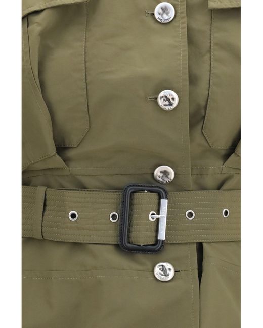 McQueen Green Jacket Cropped Belted High-Neck