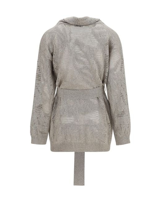 Brunello Cucinelli Gray Cardigan, Cotton And Linen