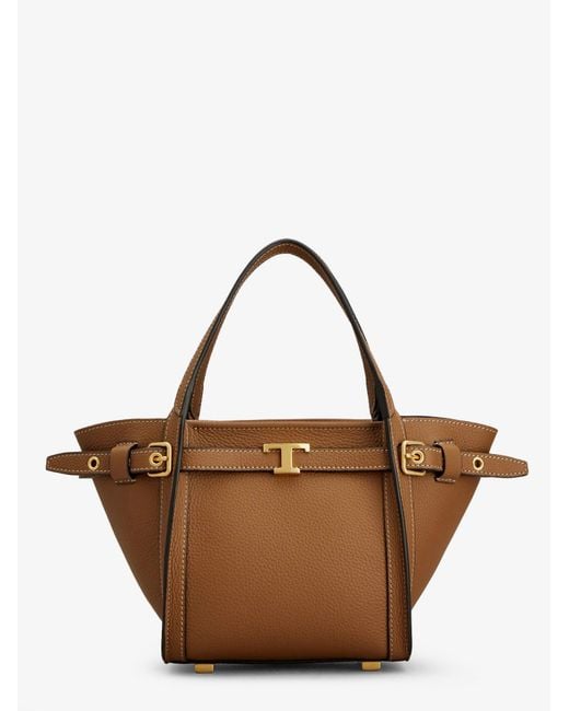 Tod's Brown T Signature Leather Tote Bag