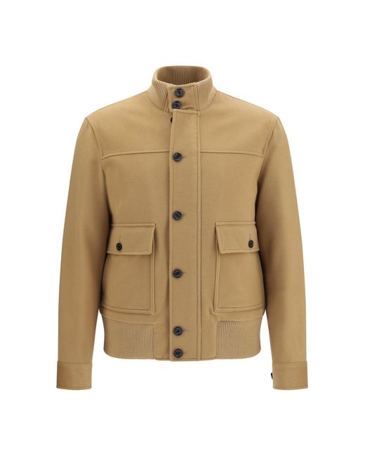 Lardini Natural Buttoned Jacket With Ribbed Trims for men