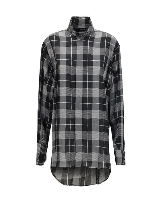Phoebe Philo Gray Custom Tux Shirt Ombré Check Viscose