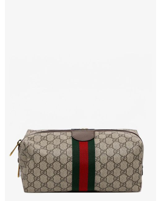 Gucci Gray Gg Supreme Fabric And Leather Beauty Case for men