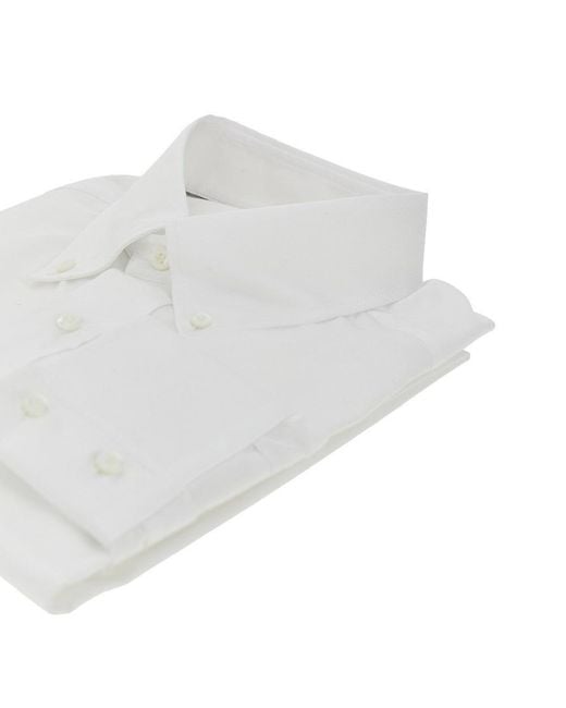 Brunello Cucinelli White Basic Fit Cotton Shirt for men