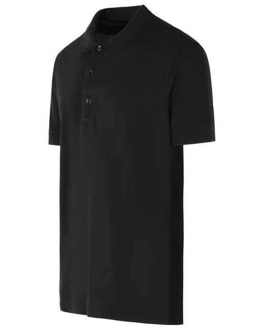 Tom Ford Black Cotton Blend Polo Shirt for men