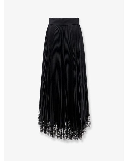 Dolce & Gabbana Black Long Pleated Skirt With Lace