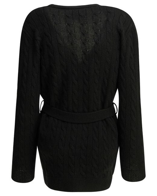 Valentino Black Cashmere Cable-Knit Cardigan