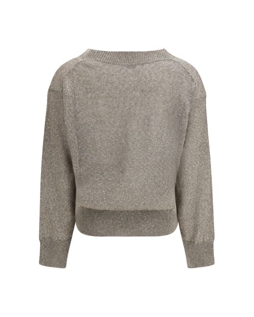 Brunello Cucinelli Gray Sparkling Linen T-Shirt
