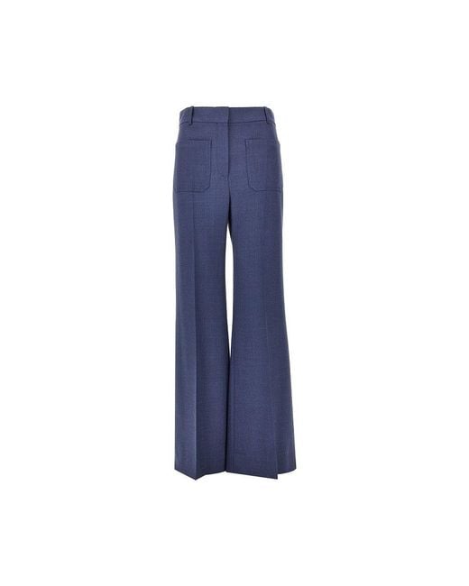 Victoria Beckham Blue 'Alina' Wool-Blend Pants