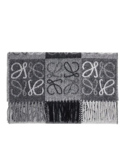Women's Metallic Anagram Jacquard Wool Scarf