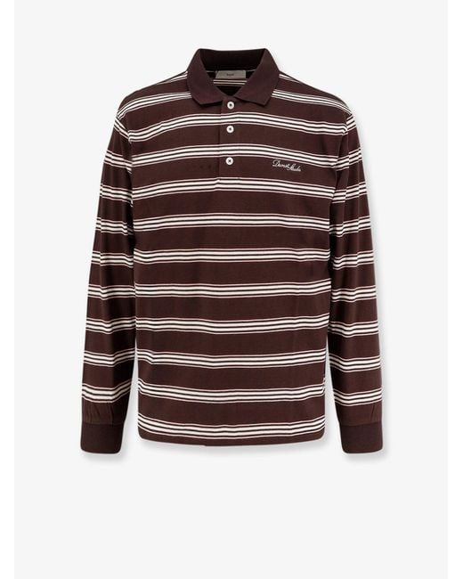 DUNST Red Cotton Polo Shirt With Striped Pattern