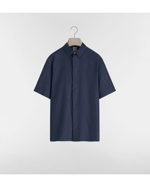 Dior Blue Oblique Short-Sleeved Shirt for men